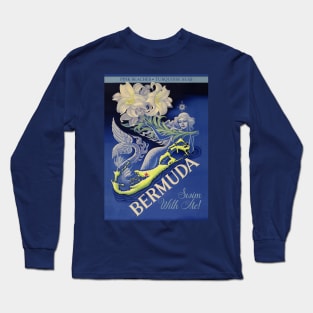 Bermuda Mermaid Vintage Travel ad Long Sleeve T-Shirt
